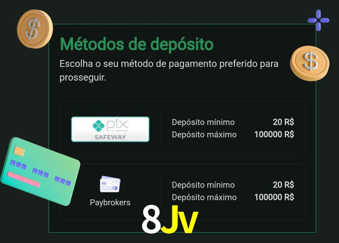 O cassino 8Jv oferece uma grande variedade de métodos de pagamento